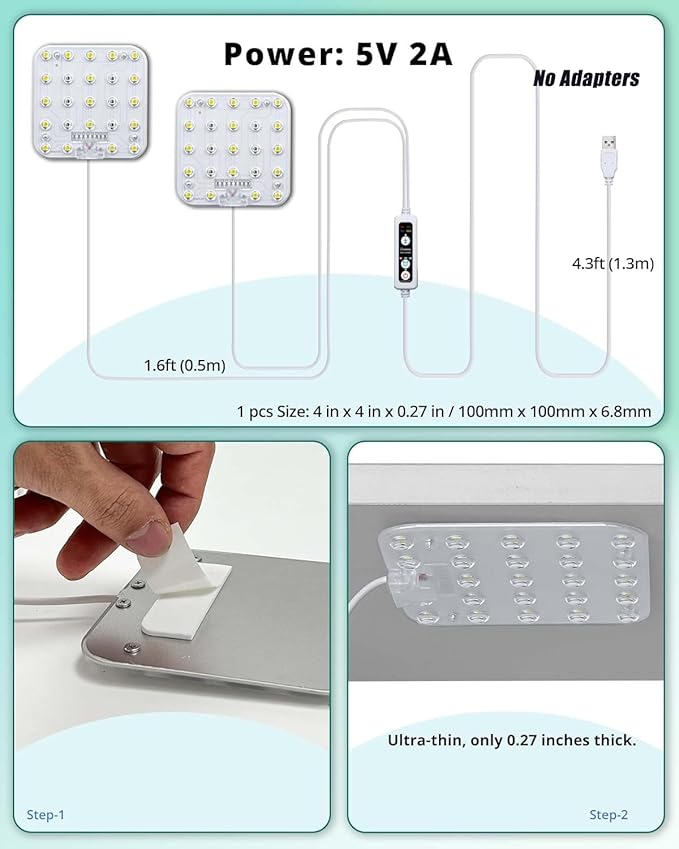 DOMMIA Grow Lights for Indoor Plants, 4500K Coolwhite for Shelves with 6/12/16H Timer, 4 Dimmable Full Spectrum with Optical Lens, USB Plant Lights for Indoor Growing(No Adapters)