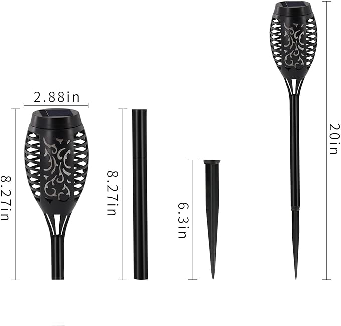 Blue Solar Lights, Halloween Decorations Outdoor 8 Pack Solar Torch Lights with Flickering Flame, 12 LED Mini Tiki Torches Waterproof for Landscape Pathway Dusk to Dawn Auto On/Off