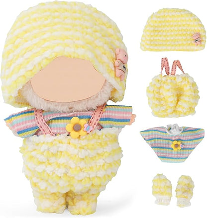 (2 Set) XMBYGY Doll Clothes for Labubu(for 17/15cm Standing/Sitting Doll)(NO Doll) - Accessories Clothes Dress up for Dolls Outfit Included Figures Clothing and Hat for Girl Woman (LB15+LB29)