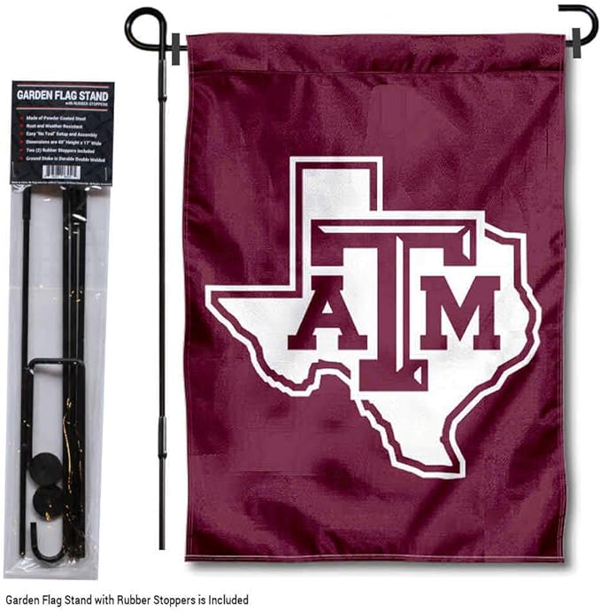 College Flags & Banners Co. Texas A&M Aggies Lone Star Garden Flag with Pole Stand Holder