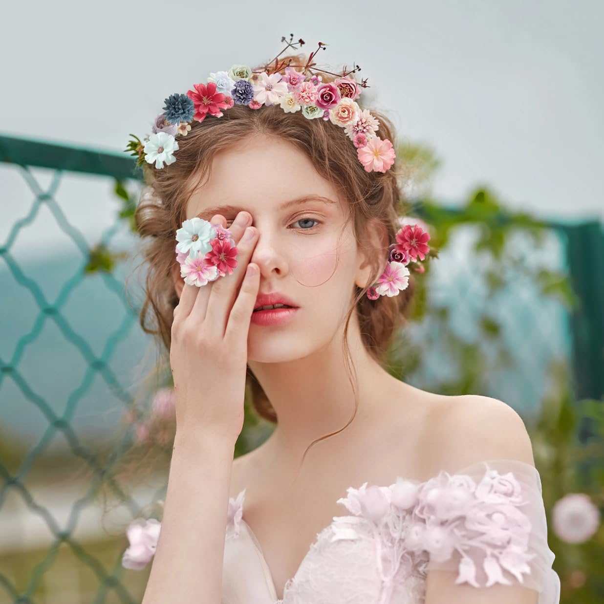 Faux Flower Heads Small Silk Artificial Flower DIY Fake Mini Flowers Rose Daisy Multicolor Flowers Craft Supplies for Wedding Party Wreath Graduation Season Party Home Decor