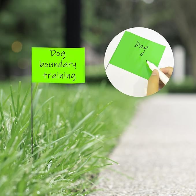 Zozen 50Pack Green Marking Flags, Writable/15x4x5 Inch, Yard Flags for Lawn & Irrigation & Landscape & Sprinkler & Survey & Dog Training.