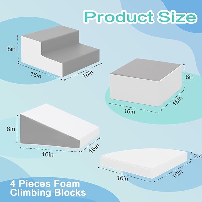 Foam Blocks Climbing for Kids: Toddler Toys for Indoor and Outdoor Fun - Soft PU Leather Play Structure for Crawling and Sliding - Ideal for Playhouse and Play Gym Activities