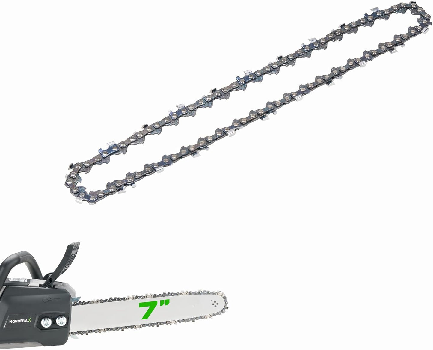 7" Chain Pitch: 1/4" Low Profile 44Drive Links Replacement Chain For 2-in-1 Cordless Pole Saw & Mini Chainsaw .043" Gauge