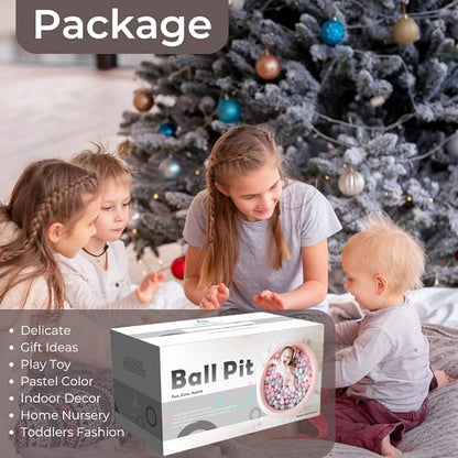 Wonder Space Deluxe Kids Round Ball Pit, Premium Handmade Kiddie Balls Pool, Soft Indoor Outdoor Nursery Baby Playpen, Ideal Gift Play Toy for Children Toddler Infant Boys and Girls (Black)