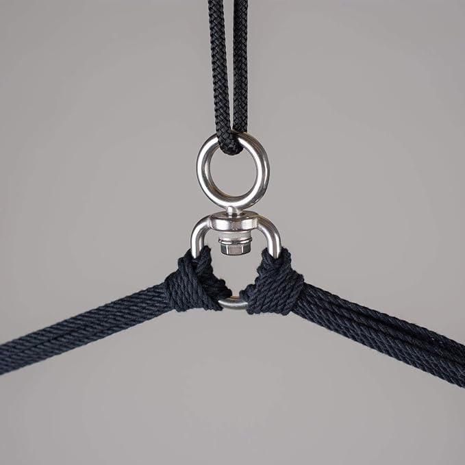 LA SIESTA® - XL King Habana Cotton Hammock Chair & CasaMount - Hanging Chair w/Suspension Kit for Walls Ceilings & Square Beams - Indoor Outdoor Swing Hanging Chair Bedroom Patio Balcony - Onyx