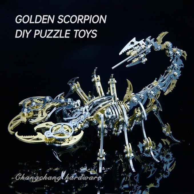 Scorpion 3D Metal Model Kits to Build DIY Colorful 3D Puzzle Ornaments for Adults,Teens Birthday Christmas (Yellow Metal)