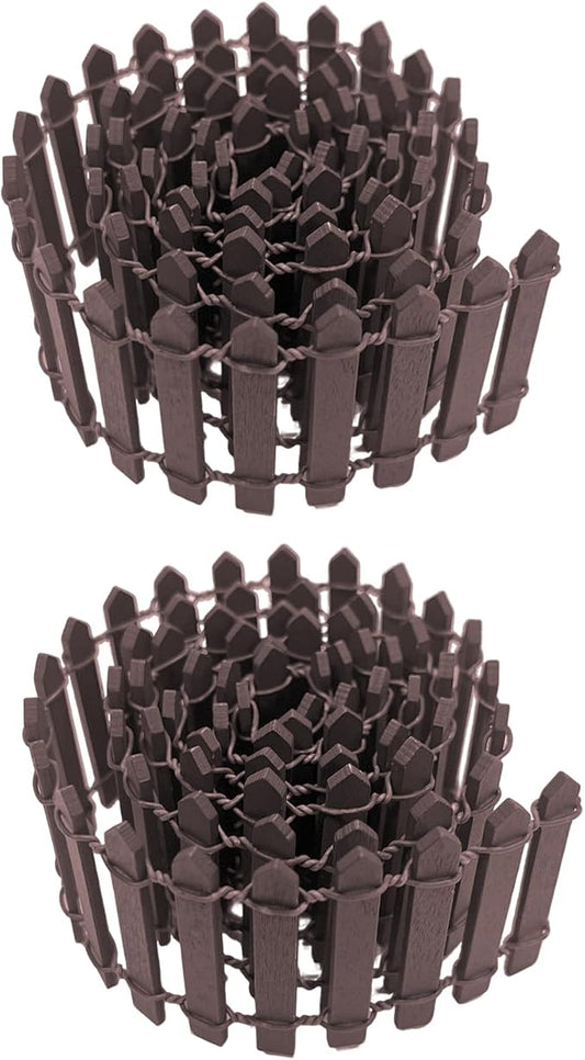 35 Inches Mini Fairy Garden Fence DIY Small Wood Decorative Picket Fence Micro Landscape Miniature Ornaments for Dollhouse, Crafts, Diorama Project, Plant Pot (Brown(2 PCS))