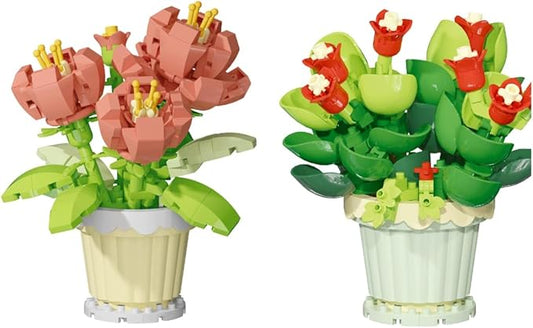 Mini Flower Building Blocks Set - Creative Botanical Bouquet Kit for Kids & Adults, Party Favors, Classroom Prizes, Birthday Gifts