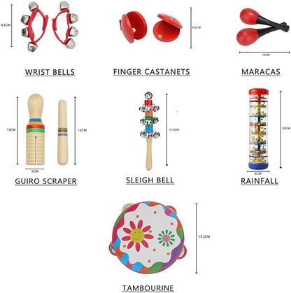 Kids Musical Instruments Toys Set: Baby Music Toys Montessori Percussion for Toddlers - Preschool Educational Musical Toys Set for Boys and Girls with Storage Bag (Red)