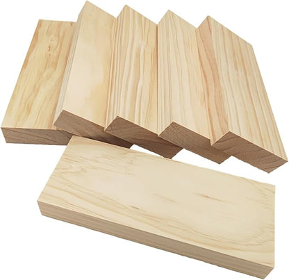 6PCS Rectangle Wood Boards Unfinished Wood Blocks for Crafting, 8x3x1in Blank Whittling Wooden Blocks for Wood Carving,Painting & Burning