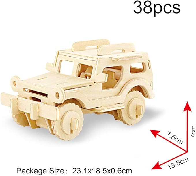 Georgie Porgy 3D Wooden Puzzles for Kids Toys Construction Woodcraft Kits DIY Model Puzzle Kits Birthday Gifts Pack of 3 (Biplane Off-Road Vehicle Yacht)