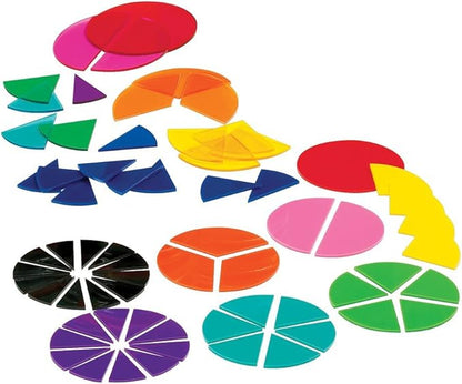 hand2mind Plastic Rainbow Fraction Circles, Circle Manipulatives, Fraction Tools for Kids, Math School Supplies, Montessori Math Materials, Classroom Math Manipulatives 4th Grade (15 Sets of 51)