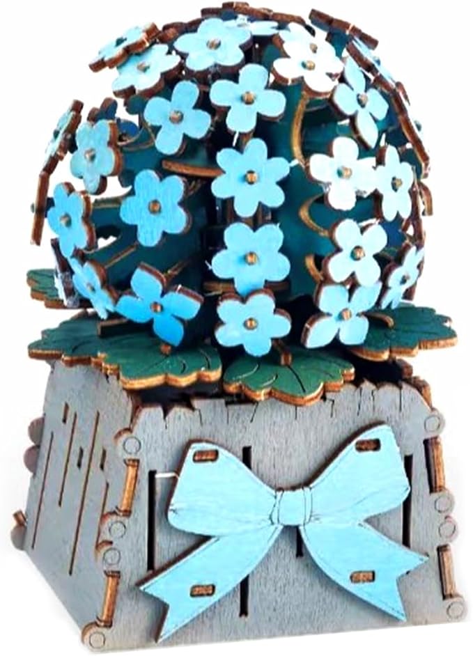 3D Wooden Puzzles for Kids DIY Wooden Flower Building Block Set Craft for Children Adults to Build Valentine's Day/Mother's Day/Teacher's Day/Birthday Gifts (Hydrangeaceae)