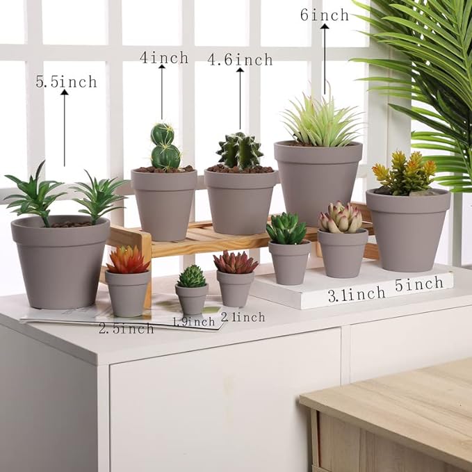 Yishang 2 inch Grey Small Terracotta Pots with Drainage Holes,Mini Clay Ceramic Pottery Planter,Cactus Flower Nursery Terra Cotta Pots, for Indoor/Outdoor Succulent Plants, Crafts(80 Pack)