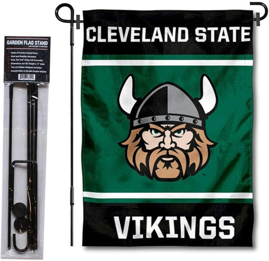 College Flags & Banners Co. Cleveland State Vikings Garden Flag with Stand Holder