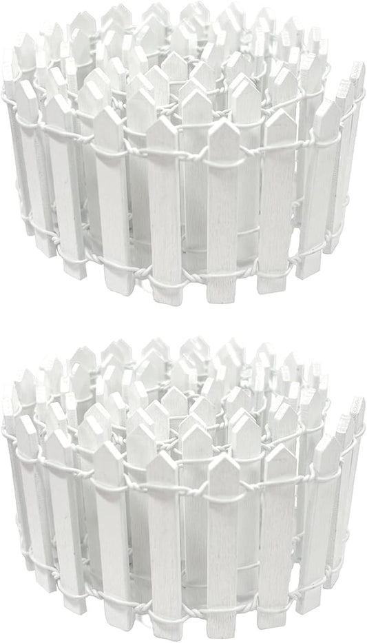 35 Inches Mini Fairy Garden Fence DIY Small Wood Decorative Picket Fence Micro Landscape Miniature Ornaments for Dollhouse, Crafts, Diorama Project, Plant Pot (White(2 PCS))