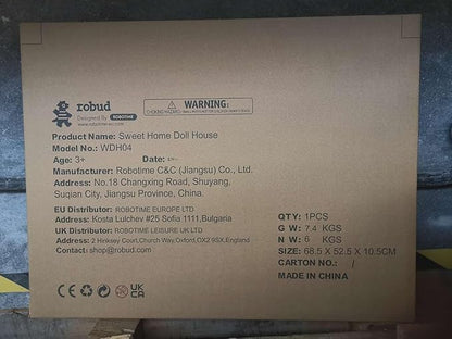 ROBUD Wooden Dollhouse, Doll House Playset with 24-pcs Exquisite Accessories, Working Elevator, Gift for Ages 3+