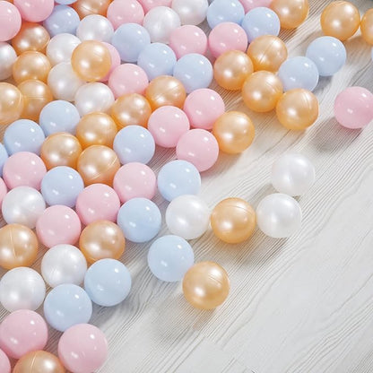 Ball Pit Balls Pack of 100 200 500 - Star and Round Set BPA Free Phthalate Free Non-Toxic Crush Proof Play Balls Soft Plastic Balls for Toddlers Baby Kids Birthday Pool Tent Party