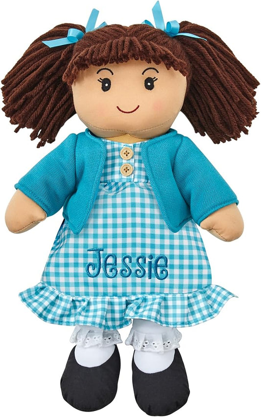 Let's Make Memories Personalized Rag Doll - Mini-Me Doll - Doll for Girls - Toy for Girls - Dark Brown Hair