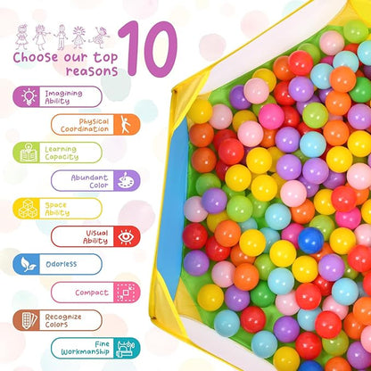 Eocolz Kids Ball Pit Large Pop Up Toddler Ball Pits Tent for Toddlers Girls Boys for Indoor Outdoor Playhouse Baby Playpen w/Zipper Storage Bag, Balls Not Included (Blue Yellow Red Green)