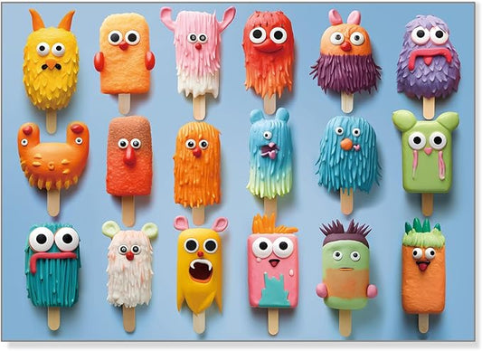 1000 Pieces Jigsaw Puzzles for Adults and Teens and Kids Family Games Happy Time Popsicle Monsters (Upgrade Version)