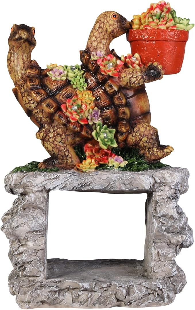 Turtle Solar Statues Gutter Downspout Extension Statues Garden Decoration,Animal Resin Statue Outdoor Decor,Downspout Diverter,3"×4" Downspout Extender Diverter Splash Block