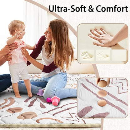 Baby Play Mat, 50x50 Playpen Mat, Thick Soft Foam Playmats for Baby, Foldable and Washable Crawling Mat for Floor (Orange Nature)