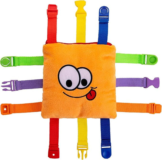 Buckle Toys - Bizzy Square - Learning Activity Game - Develop Motor Skills and Problem Solving - Occupational Therapy Toddler Travel Toy