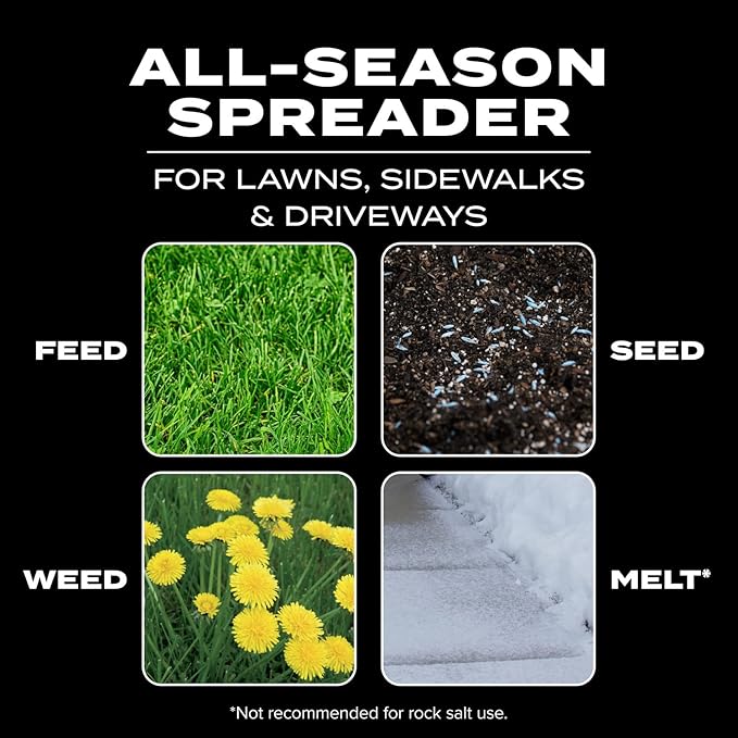 Scotts Turf Builder EdgeGuard DLX Broadcast Spreader for Seed, Fertilizer, Salt, Ice Melt, Holds up to 15,000 sq.ft. Product