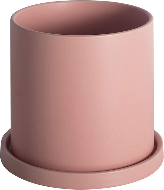 Planters for Indoor Plants Ceramic Flower Succulent Plant Pots with Drain Hole Saucer Decor for Home Office (4 inch Pink)