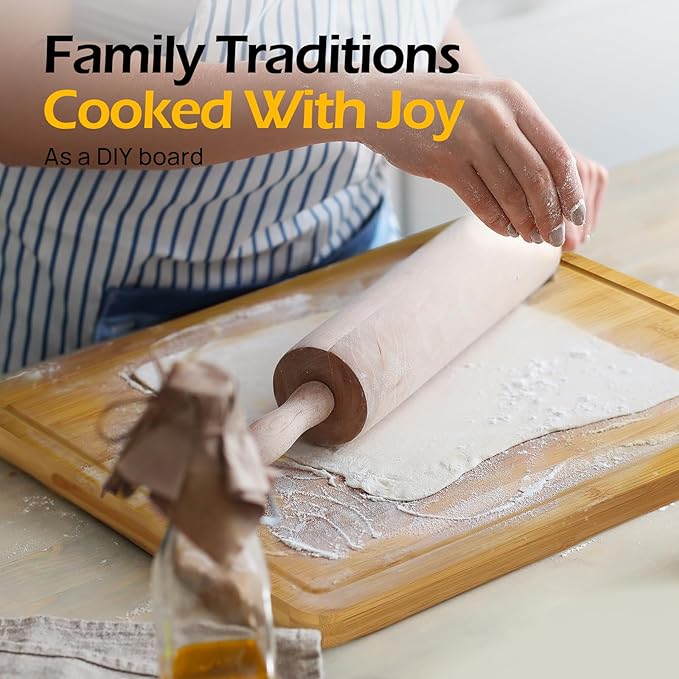 Kitchen Essentials Natural Bamboo Cutting Board XL With Durable, Knife-Friendly Surface & Deep Juice Groove – Perfect For BBQ(Pre Oiled, Natural)