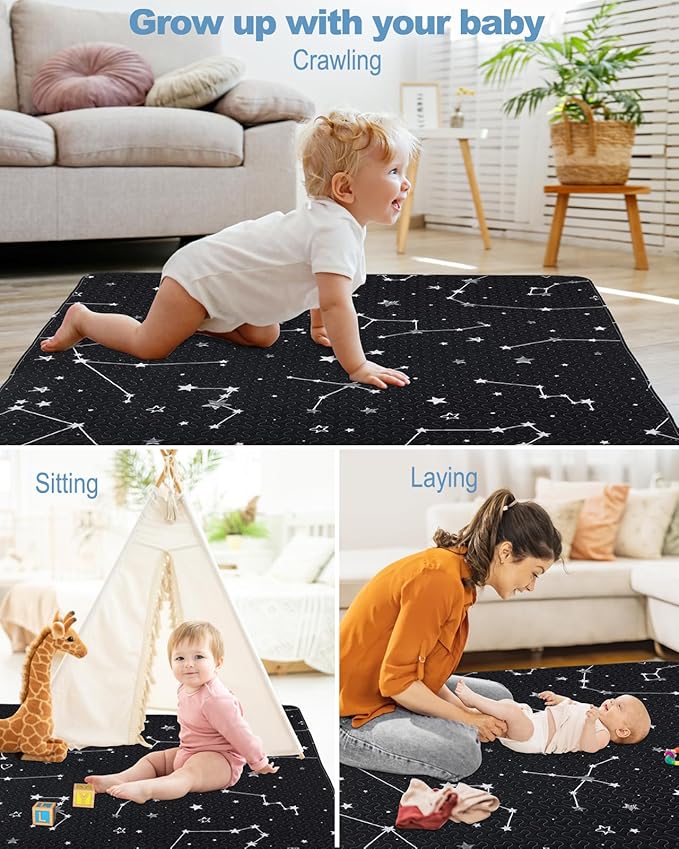 50x50 Play Mat for Playpen Foldable Baby Play Mat Large Tummy Time Mat, Non Slip Washable Baby Play Mats for Floor, Portable Travel Baby Crawling Mats for Toddlers and Infants
