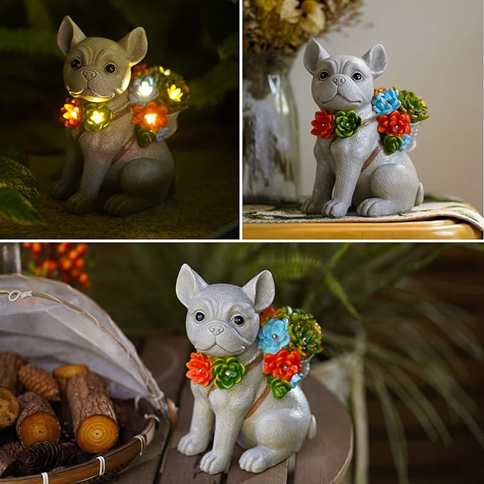 Garden Outdoor Decor Statues: Figurine with Solar Light Decorations Ornaments Patio Art Balcony - Birthday Gifts for mom Grandma Women