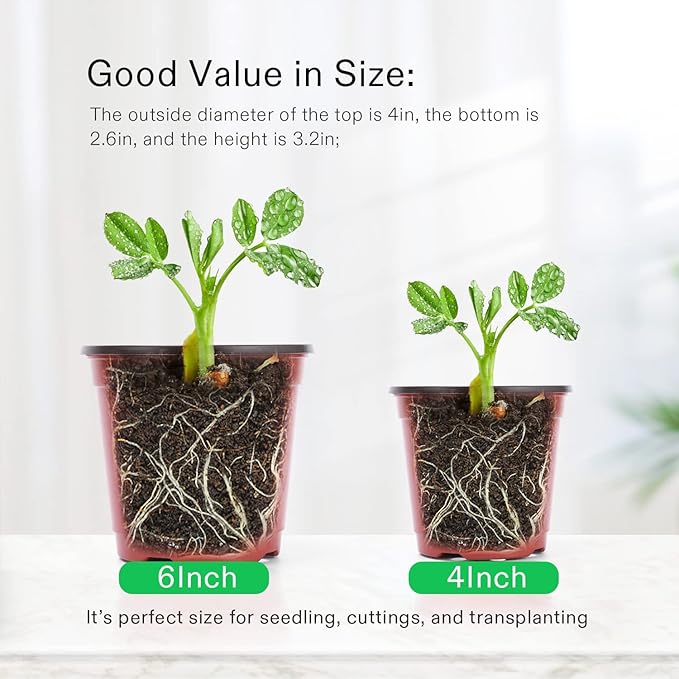 VIVOSUN 100pcs 4 Inch Planter Nursery Pots, Plastic Pots for Flower Seedling