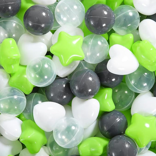 Ball Pit Balls Pack of 100 200 500 - Star and Round Set BPA Free Phthalate Free Non-Toxic Crush Proof Play Balls Soft Plastic Balls for Toddlers Baby Kids Birthday Pool Tent Party