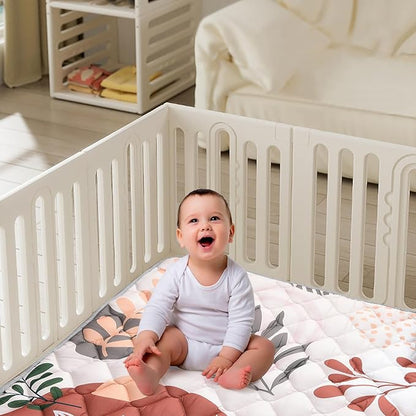 Baby Play Mat 50x50 Inch, Thickened Soft Floor Mat for Playpen, Machine Washable Foam Crawling Mat with Non-Slip Bottom for Babies and Toddlers, Foldable Padded Playmat