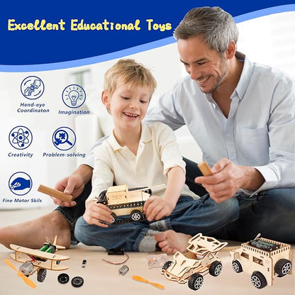 6-in-1 STEM Kits for Kids Age 8-12, Educational STEM Toys for Boys and Girls, Wooden Building Kit for Kids STEM Science Experiments Kit, Ideal Christmas Birthday Gifts for 8 9 10 11 12 13 Year Old