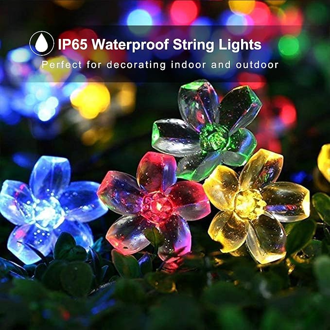 Solar String Flower Lights Outdoor 2Pack 200 LED 80Ft Multi-Color Fairy Lights with 8 Lighting Modes, Waterproof Solar Lights Outdoor for Garden Yard Porch Christmas Wedding Party Xmas Tree Decoration