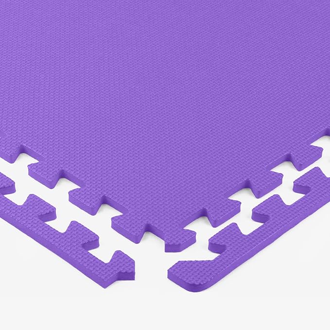 FlooringInc's 1/2" Soft Non-Toxic Baby Play Mat, Toddler Playmat, Colorful Puzzle PlayMat, Floor Mats for Kids & Babies, EVA Foam Interlocking Tiles for Nursery & Playroom | Purple, 12 Tiles, 48 Sq/Ft