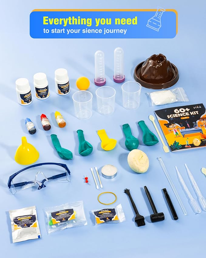 60+ Science Experiment Kit for Kids Ages 5-6-7-8, STEM Educational Science Gifts for Kids, First Science Kit for Boys Girl Birthday