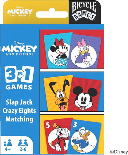 Bicycle Disney Games Bundle: 3 in 1 Mickey Card Games, 3 in 1 Pixar Card Games, and Disney Pixar Forks: Plays Like Spoons, Includes 7 Different Games