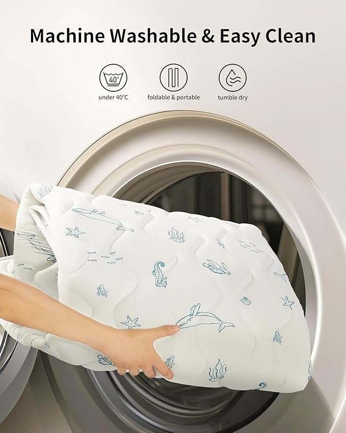 Play Mat for Baby, Soft Foam Floor Pads, 47"x47" Tummy Time Play mat for Infant and Toddler, Portable Foldable Puzzle Mat for Nursery, Outdoor Yard or Playpen (Ocean Ivory)