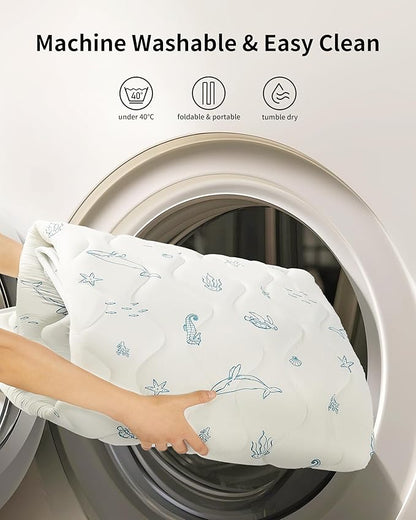 Play Mat for Baby, Soft Foam Floor Pads, 47"x47" Tummy Time Play mat for Infant and Toddler, Portable Foldable Puzzle Mat for Nursery, Outdoor Yard or Playpen (Ocean Ivory)