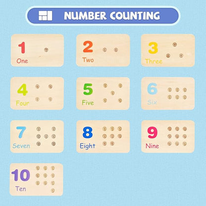 Montessori Wooden Number Blocks and Counting Peg Boards: Educational Math Manipulatives for Toddlers and Kindergarteners Learning Numbers and Math Concepts