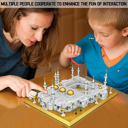 Mecca Mosque Building Model Mini Block Set (1255 Pieces) Muslims Islamic Gift, Famous Building Toy Children and Adult Eid al Fitr Gift