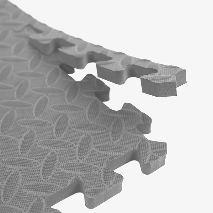 IncStores 1/2 Inch Thick Diamond Soft Foam Flooring Tiles | High-Density Interlocking Foam Tiles for Rugged Style in Your Home Gym, Playroom, and More | Grey, 16 Tiles