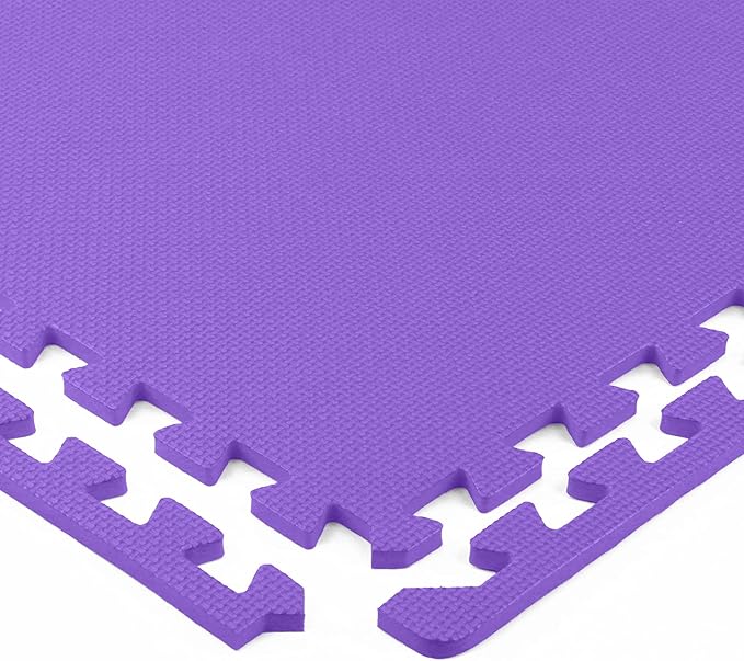 FlooringInc's 1/2" Soft Non-Toxic Baby Play Mat, Toddler Playmat, Colorful Puzzle PlayMat, Floor Mats for Kids & Babies, EVA Foam Interlocking Tiles for Nursery & Playroom | Purple, 4 Tiles, 16 Sq/Ft