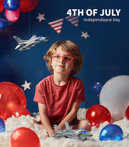 Geyiie Airplane Toy for Kids 3-8, Alloy Fighter Jet Toy Plane with Lights and Sounds, Durable Diecast Metal Airplane Model, Birthday for Boys and Girls