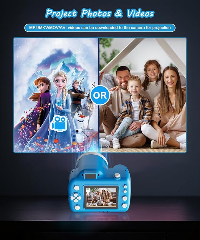 Kids Camera Toys for 5-12 Year Old Girls Boys,1080P Kids Digital Camera with Projector, Digital Video Camera with Music Download for Girls and Boys,Best Chritmas Birthday Festival Gift for Kid (Blue)